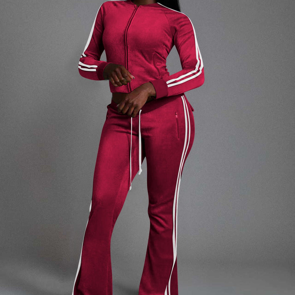 Stylish Casual Solid-color Two-piece Set With Drawstrings