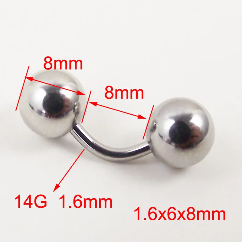 1 Piece Big Ball 12G 6mm Short Length Curved Barbell PA Ring Vaginal rings Series ring Nipple Rings Body Piercing Jewelry