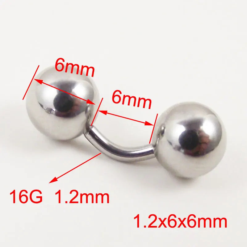 1 Piece Big Ball 12G 6mm Short Length Curved Barbell PA Ring Vaginal rings Series ring Nipple Rings Body Piercing Jewelry