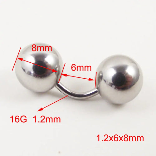 1 Piece Big Ball 12G 6mm Short Length Curved Barbell PA Ring Vaginal rings Series ring Nipple Rings Body Piercing Jewelry