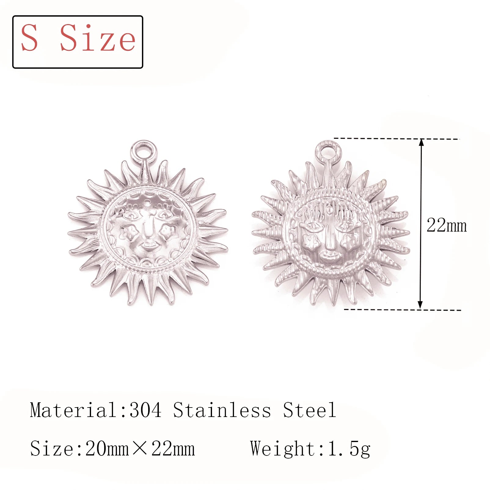 3Pcs  Whirl Celestial Sun Charm Stainless Steel Sunflower Sun Pendants for Bracelet /Necklace/Earrings Making DIY Jewelry Gifts