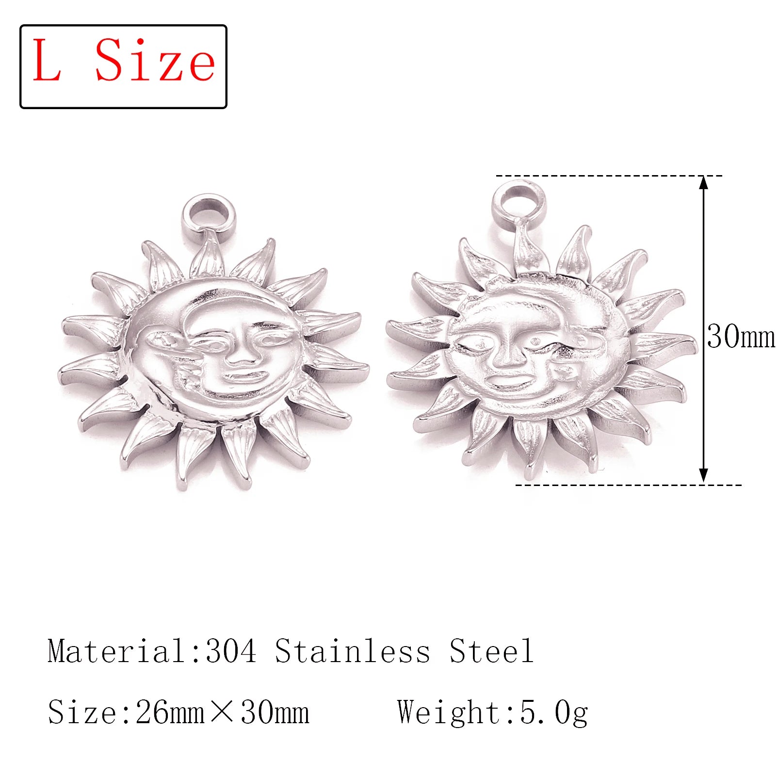 3Pcs  Whirl Celestial Sun Charm Stainless Steel Sunflower Sun Pendants for Bracelet /Necklace/Earrings Making DIY Jewelry Gifts