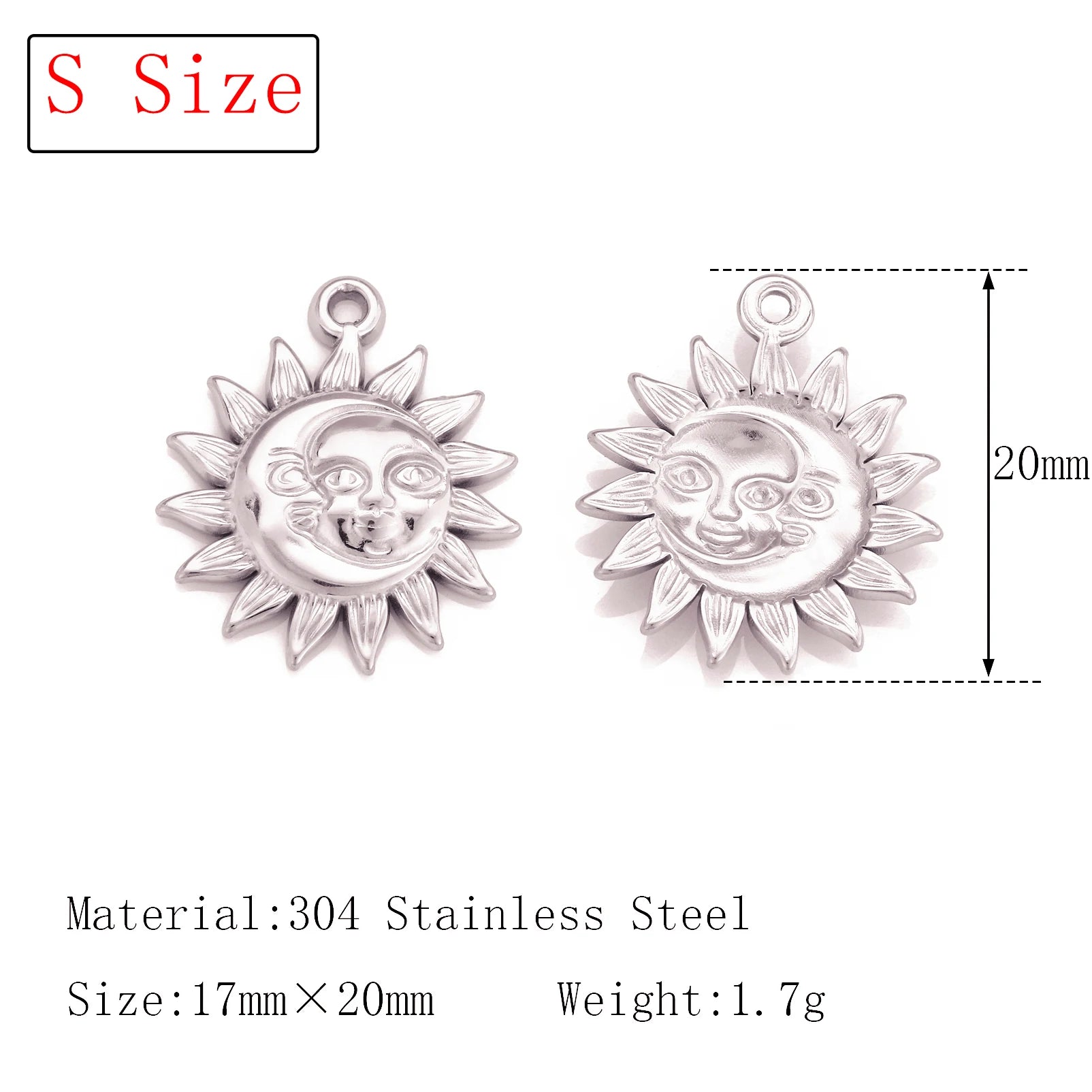 3Pcs  Whirl Celestial Sun Charm Stainless Steel Sunflower Sun Pendants for Bracelet /Necklace/Earrings Making DIY Jewelry Gifts