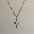 Punk Stainless Steel Chunky Cross Star Pendant Chain Necklace Fashion Simple Accessories For Men Women Jewelry