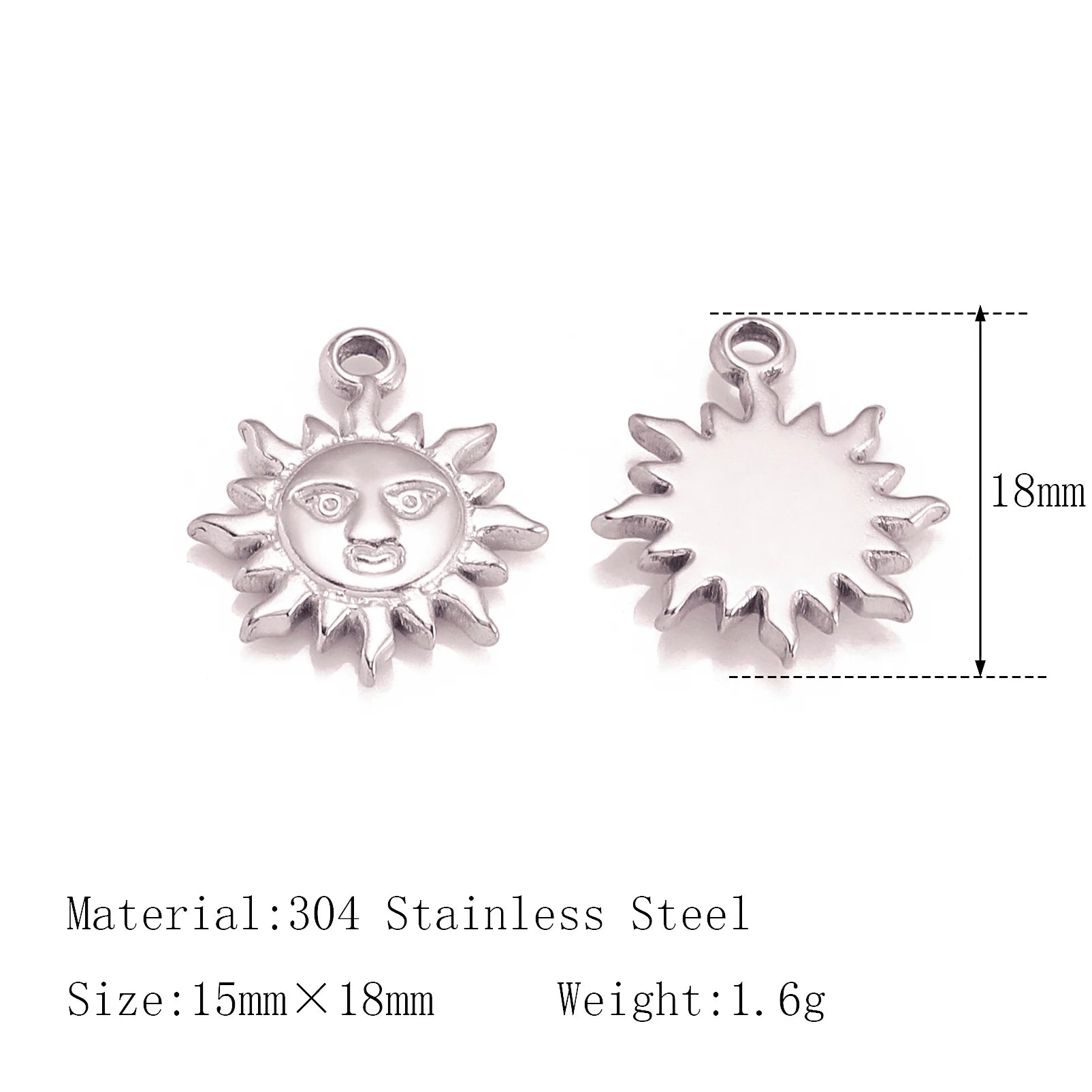 3Pcs  Whirl Celestial Sun Charm Stainless Steel Sunflower Sun Pendants for Bracelet /Necklace/Earrings Making DIY Jewelry Gifts