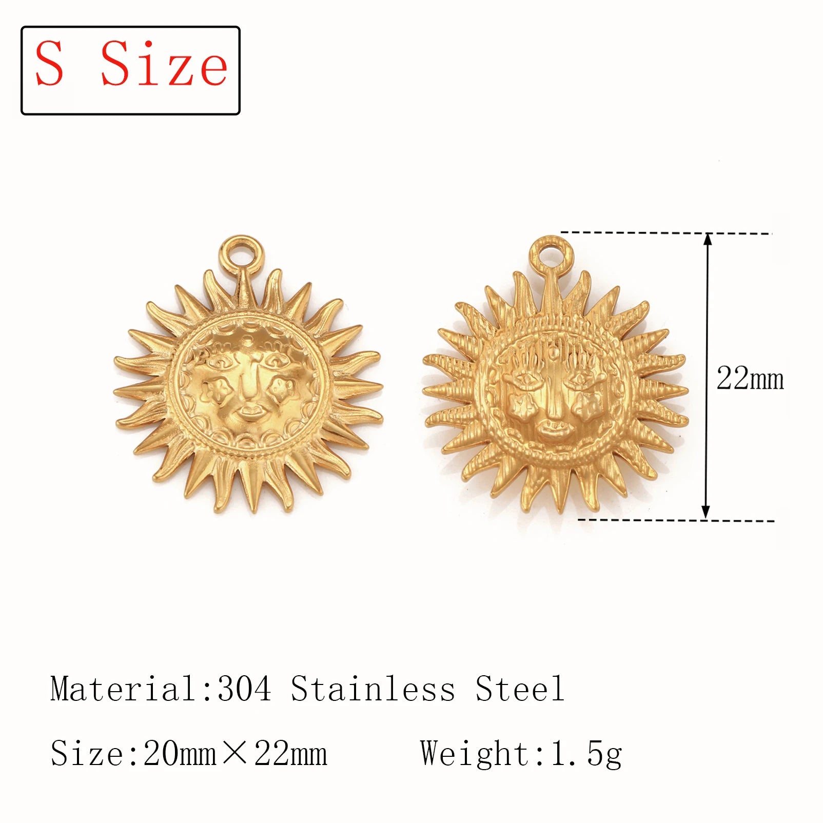 3Pcs  Whirl Celestial Sun Charm Stainless Steel Sunflower Sun Pendants for Bracelet /Necklace/Earrings Making DIY Jewelry Gifts