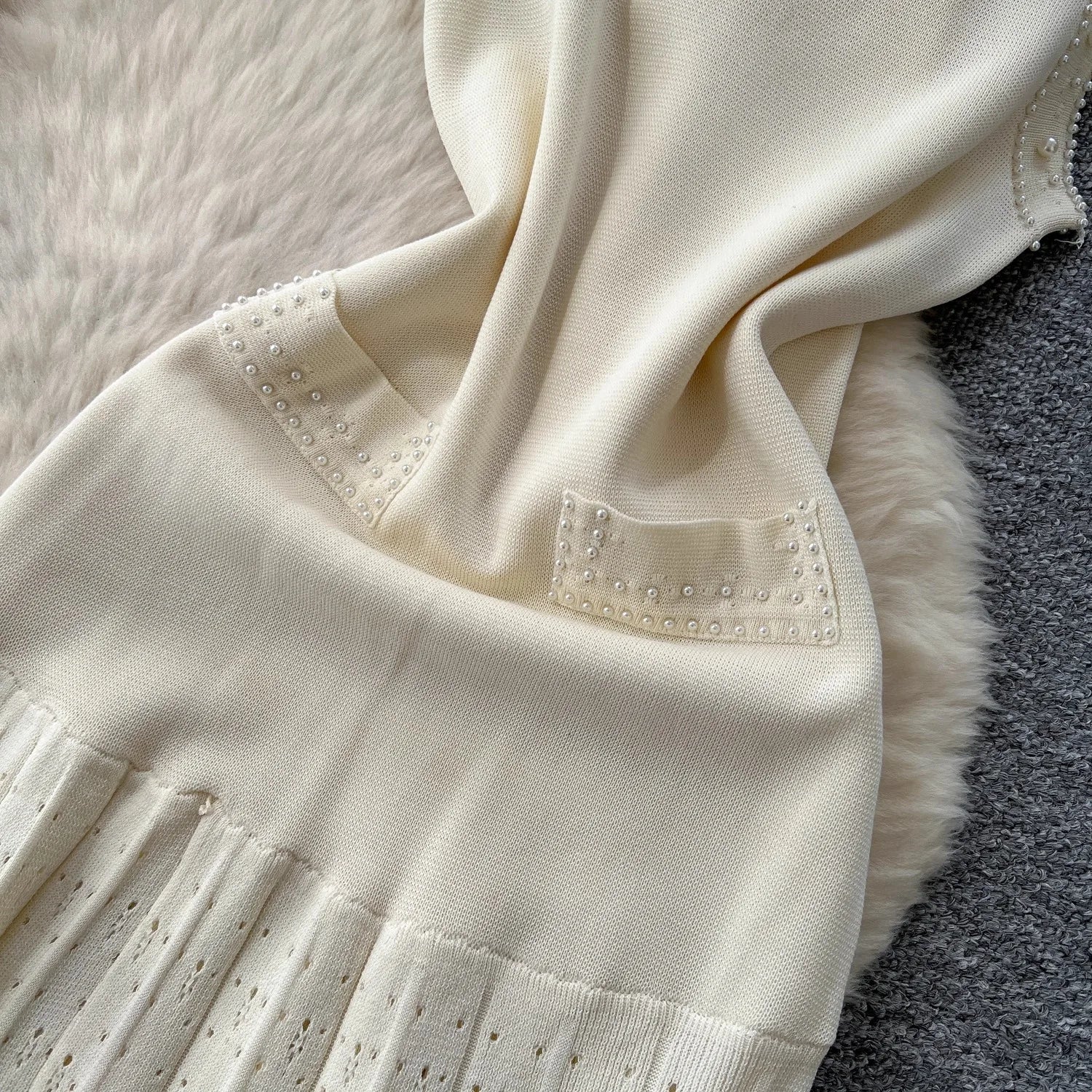 YuooMuoo Brand Fashion Women Two Piece Dress Set 2025 Autumn Winter Luxury Pears Long Fancy Dresses and Long Sleeve Cardigans