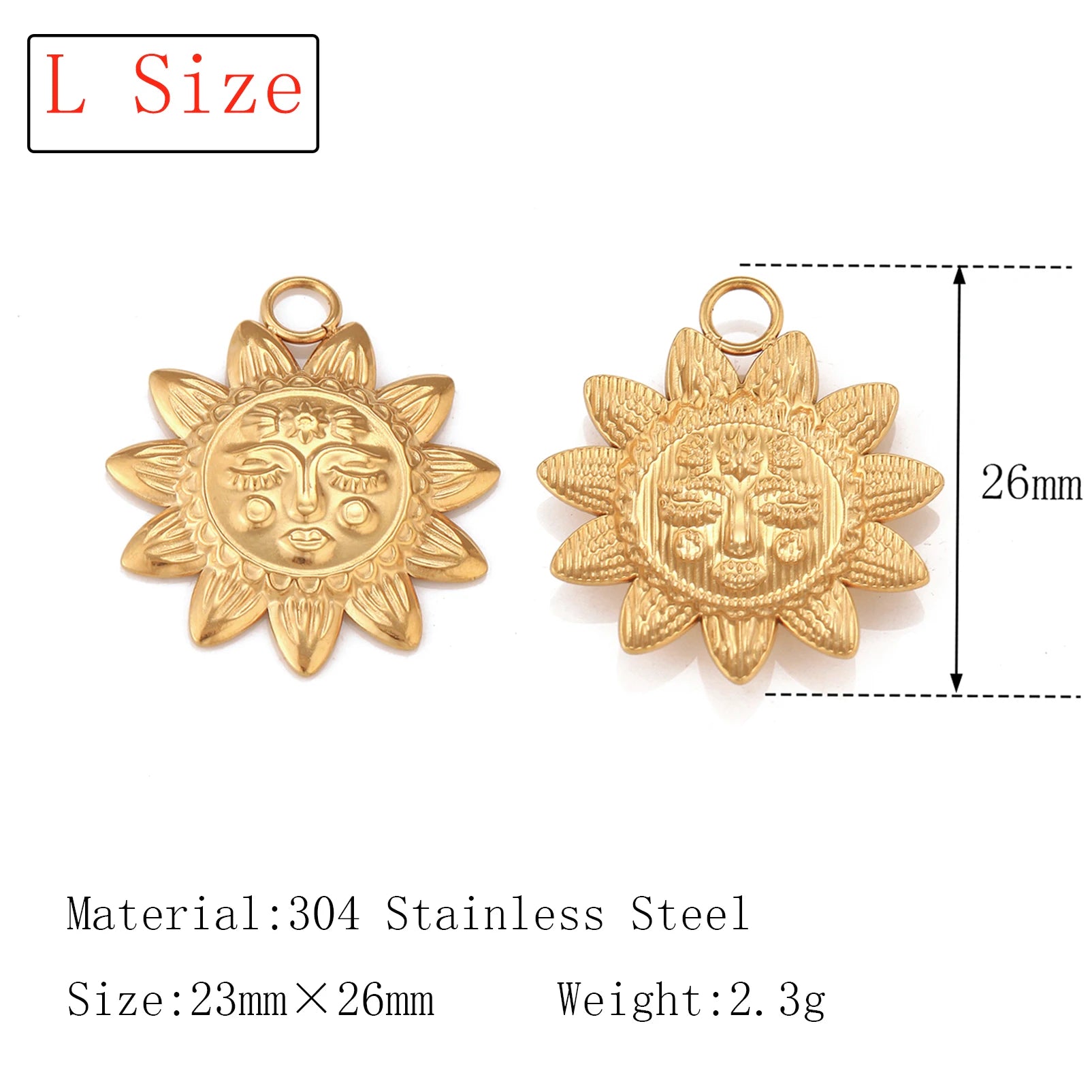3Pcs  Whirl Celestial Sun Charm Stainless Steel Sunflower Sun Pendants for Bracelet /Necklace/Earrings Making DIY Jewelry Gifts