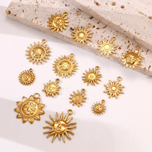 3Pcs  Whirl Celestial Sun Charm Stainless Steel Sunflower Sun Pendants for Bracelet /Necklace/Earrings Making DIY Jewelry Gifts