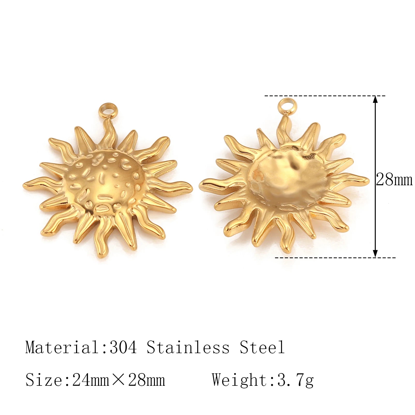 3Pcs  Whirl Celestial Sun Charm Stainless Steel Sunflower Sun Pendants for Bracelet /Necklace/Earrings Making DIY Jewelry Gifts