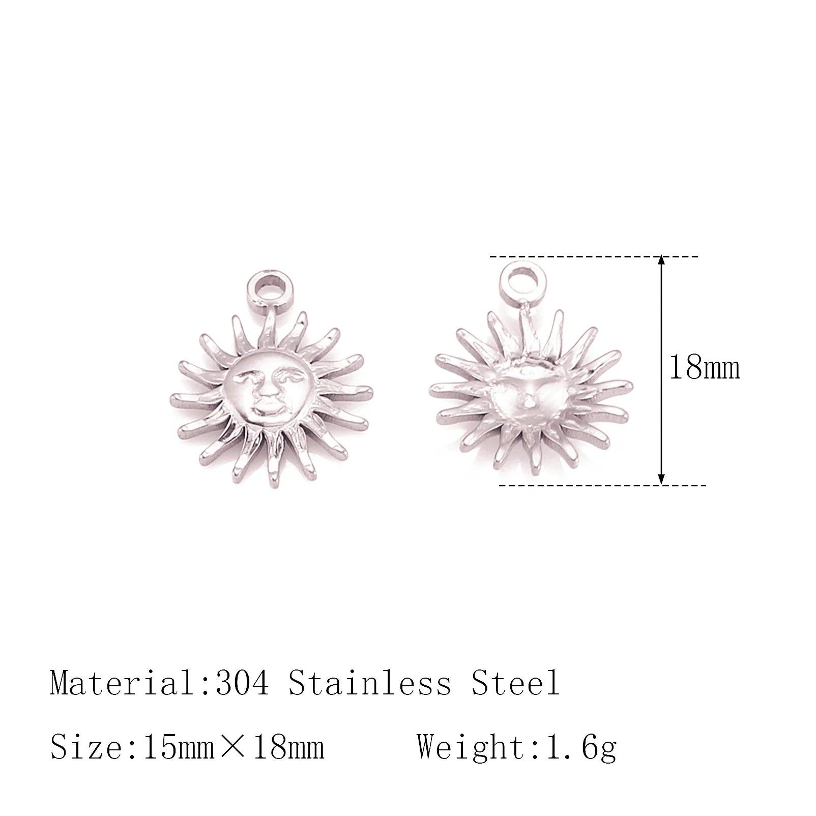 3Pcs  Whirl Celestial Sun Charm Stainless Steel Sunflower Sun Pendants for Bracelet /Necklace/Earrings Making DIY Jewelry Gifts