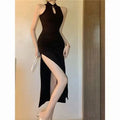 Sexy Advanced Pure Desire Dance Improved Cheongsam Women's Early Spring Split Empress New Chinese Style Hanging Neck Bodycon Dre