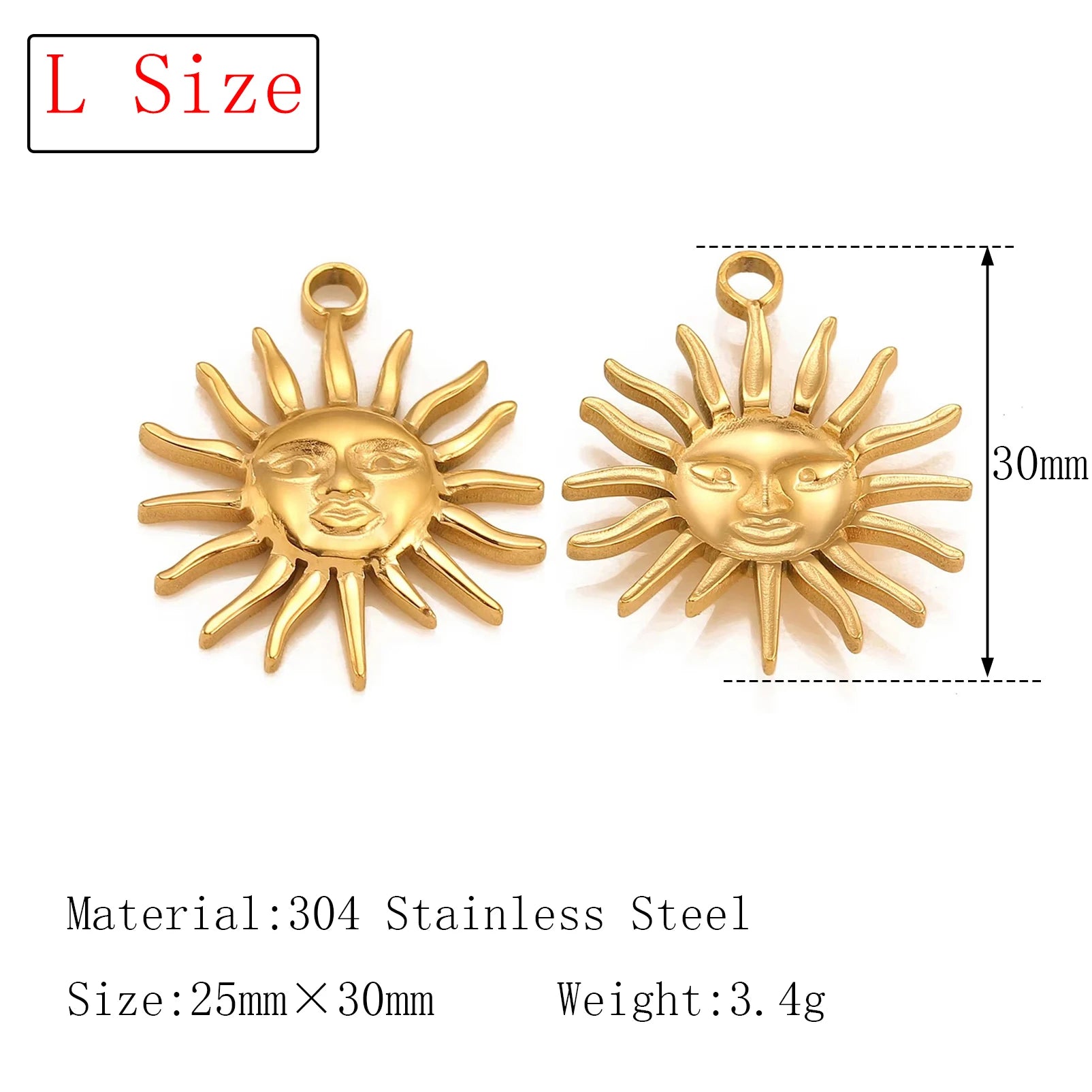 3Pcs  Whirl Celestial Sun Charm Stainless Steel Sunflower Sun Pendants for Bracelet /Necklace/Earrings Making DIY Jewelry Gifts
