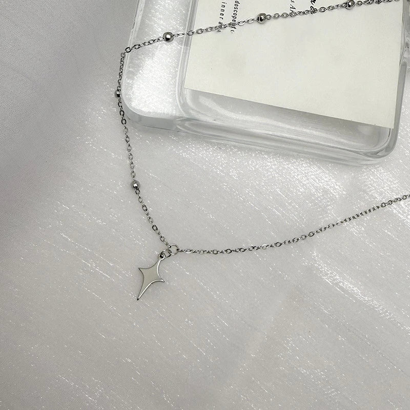 Fashion Y2K Asymmetrical Thin Chain Choker Simple Star Pendant Short Necklace Women's Casual Versatile Party Jewelry