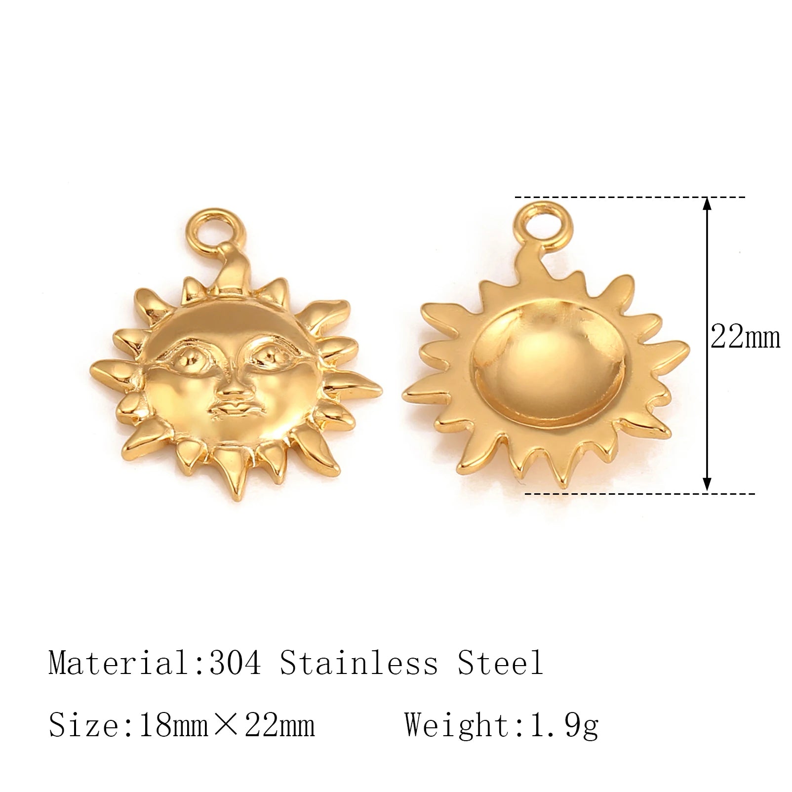 3Pcs  Whirl Celestial Sun Charm Stainless Steel Sunflower Sun Pendants for Bracelet /Necklace/Earrings Making DIY Jewelry Gifts