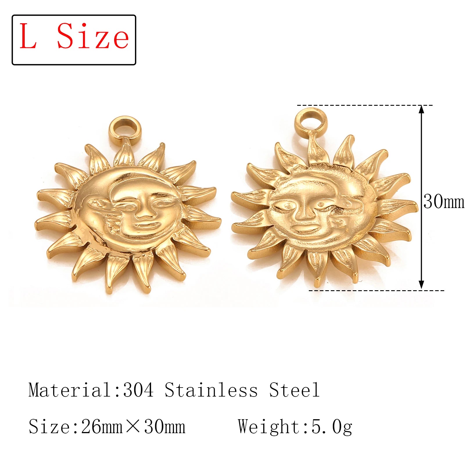 3Pcs  Whirl Celestial Sun Charm Stainless Steel Sunflower Sun Pendants for Bracelet /Necklace/Earrings Making DIY Jewelry Gifts