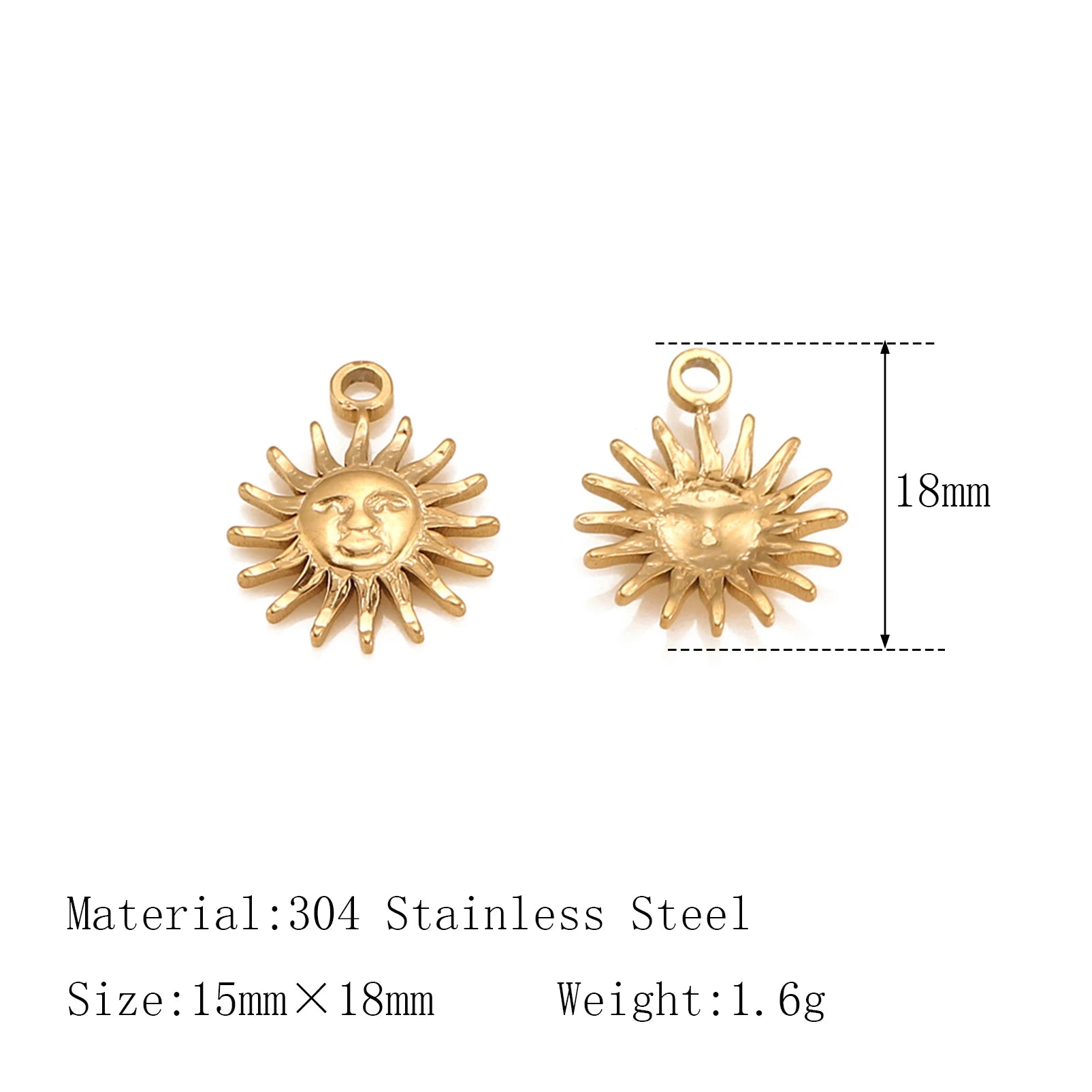 3Pcs  Whirl Celestial Sun Charm Stainless Steel Sunflower Sun Pendants for Bracelet /Necklace/Earrings Making DIY Jewelry Gifts