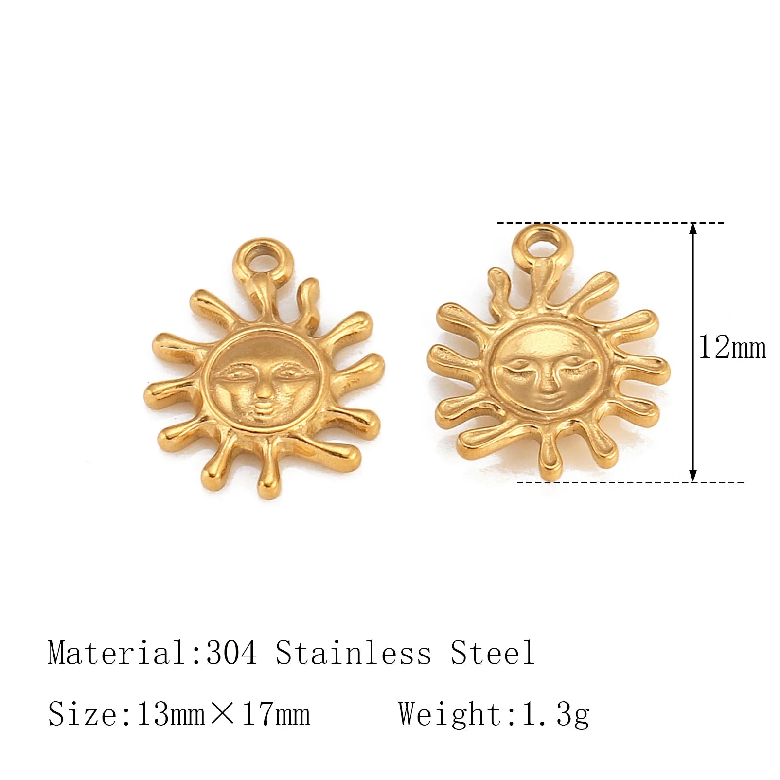 3Pcs  Whirl Celestial Sun Charm Stainless Steel Sunflower Sun Pendants for Bracelet /Necklace/Earrings Making DIY Jewelry Gifts