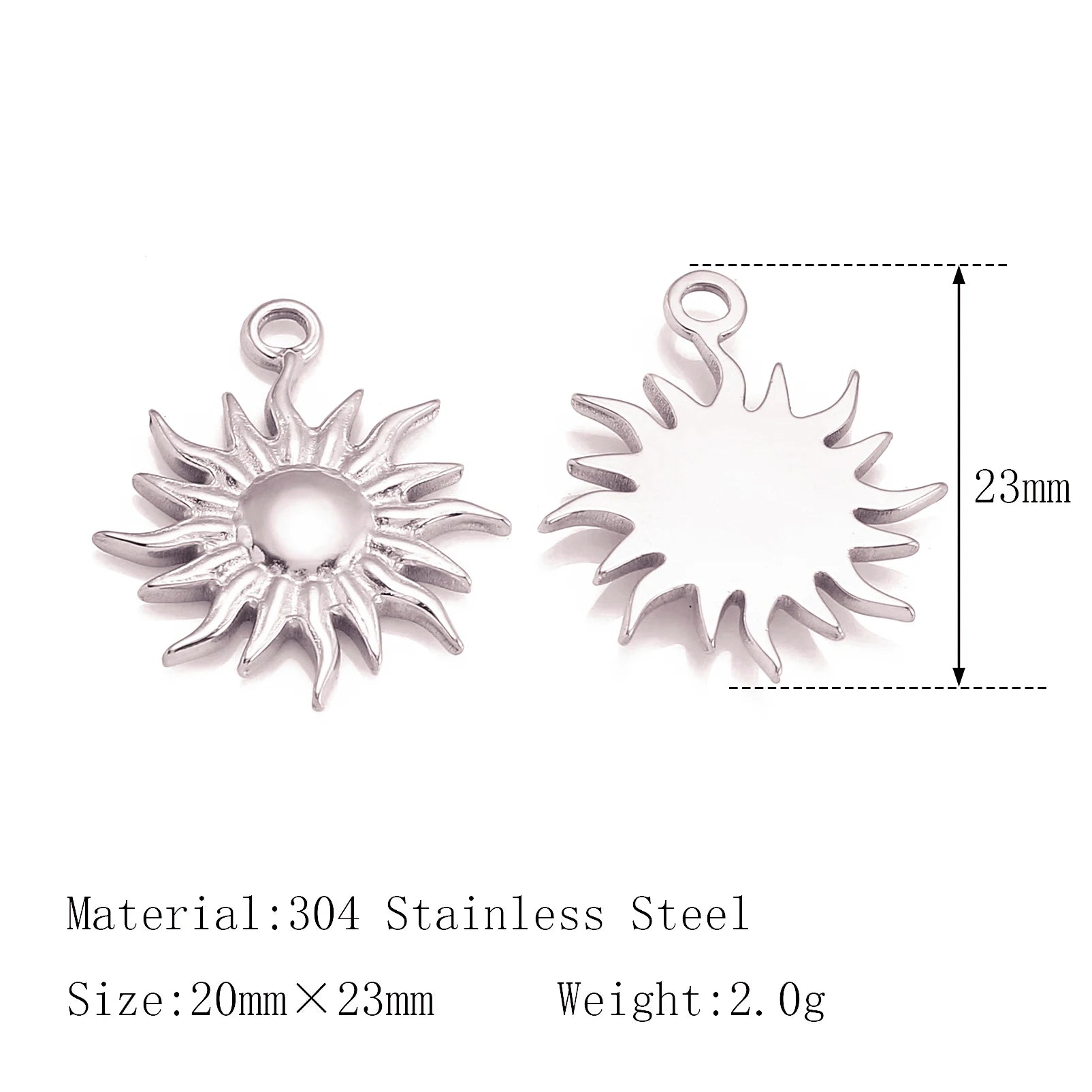 3Pcs  Whirl Celestial Sun Charm Stainless Steel Sunflower Sun Pendants for Bracelet /Necklace/Earrings Making DIY Jewelry Gifts
