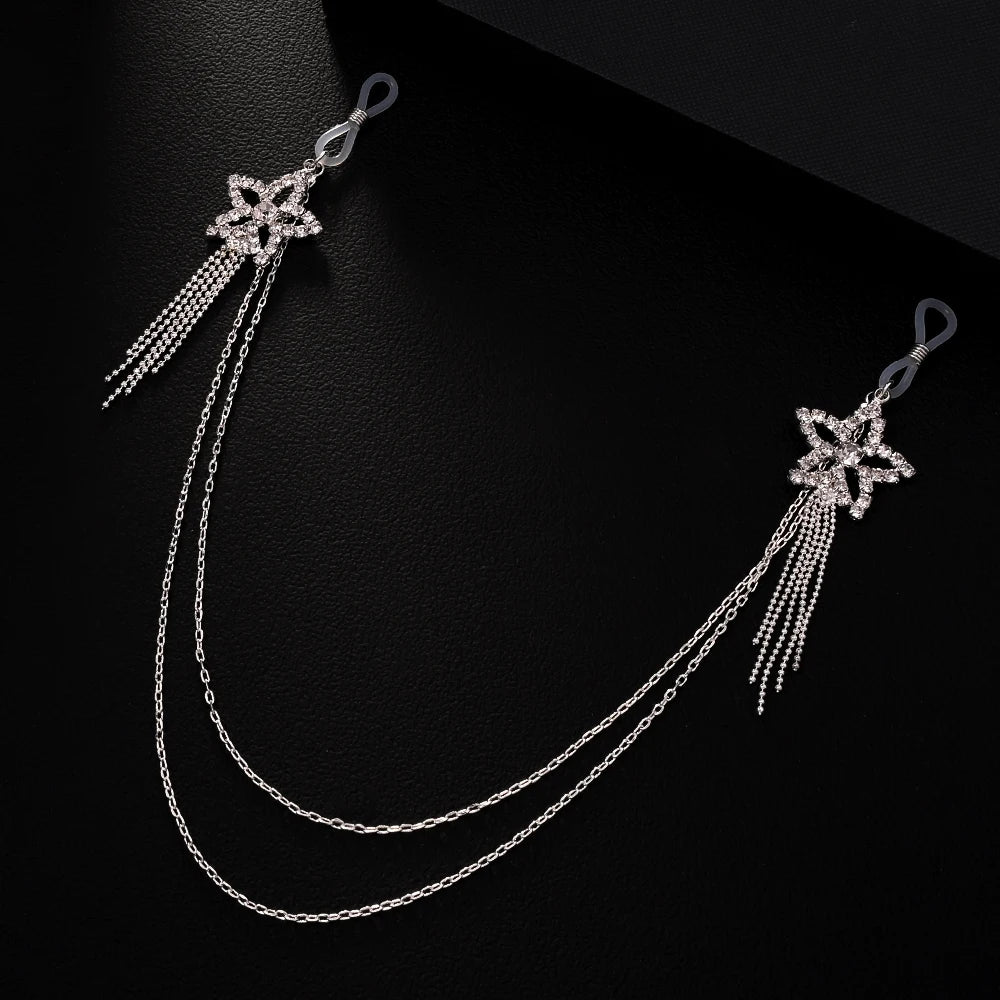 New five-pointed star tassel nipple chain fashionable multi-layer rhinestone body chain women's chest chain