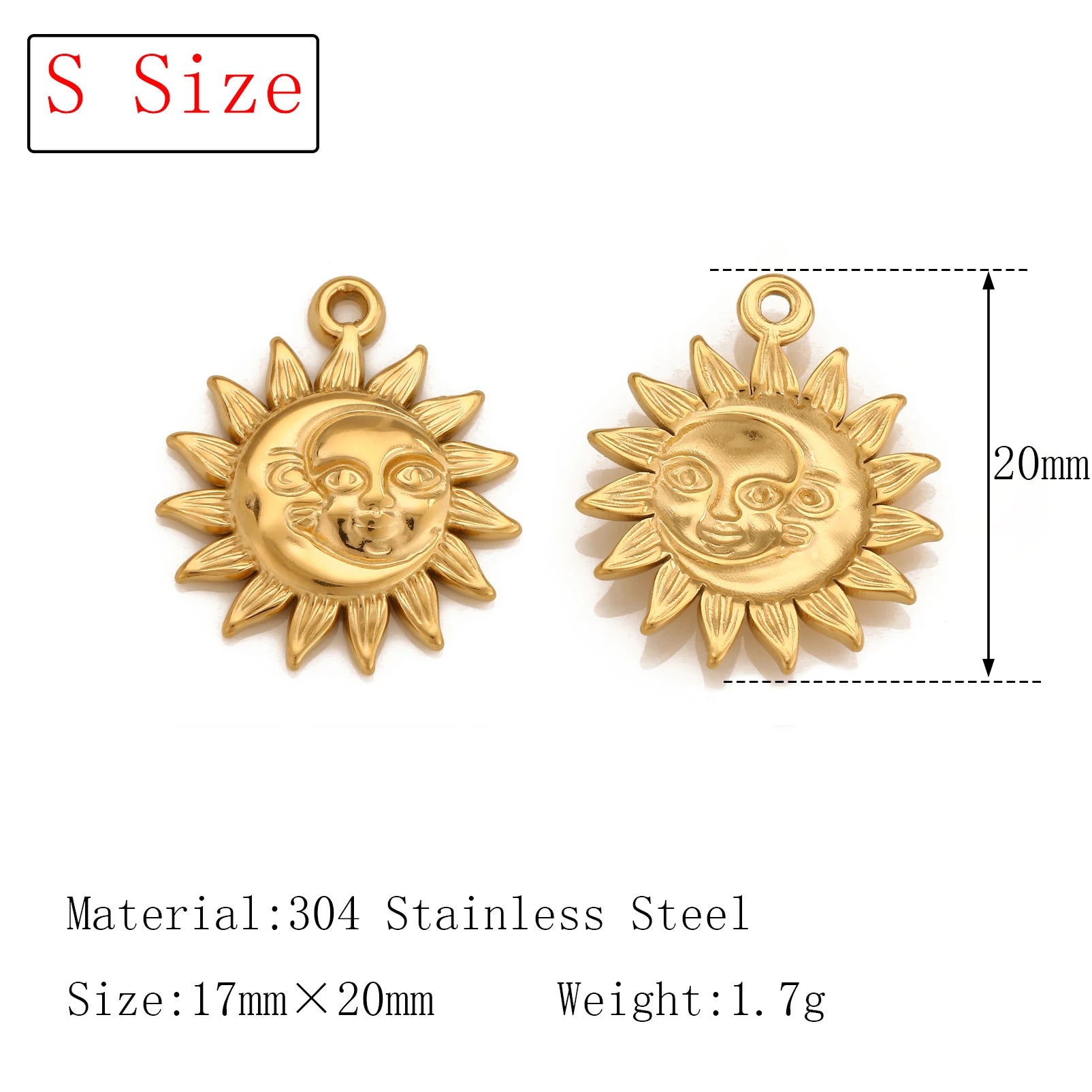 3Pcs  Whirl Celestial Sun Charm Stainless Steel Sunflower Sun Pendants for Bracelet /Necklace/Earrings Making DIY Jewelry Gifts