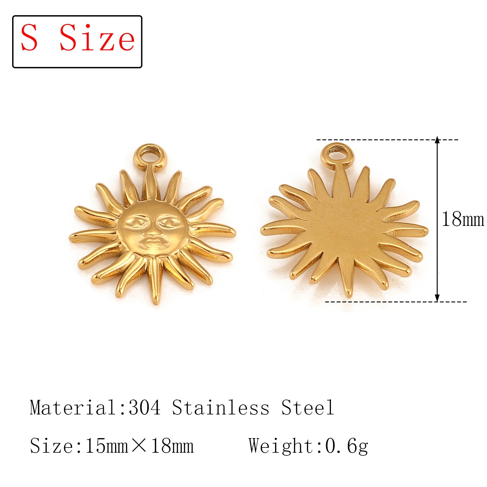 3Pcs  Whirl Celestial Sun Charm Stainless Steel Sunflower Sun Pendants for Bracelet /Necklace/Earrings Making DIY Jewelry Gifts