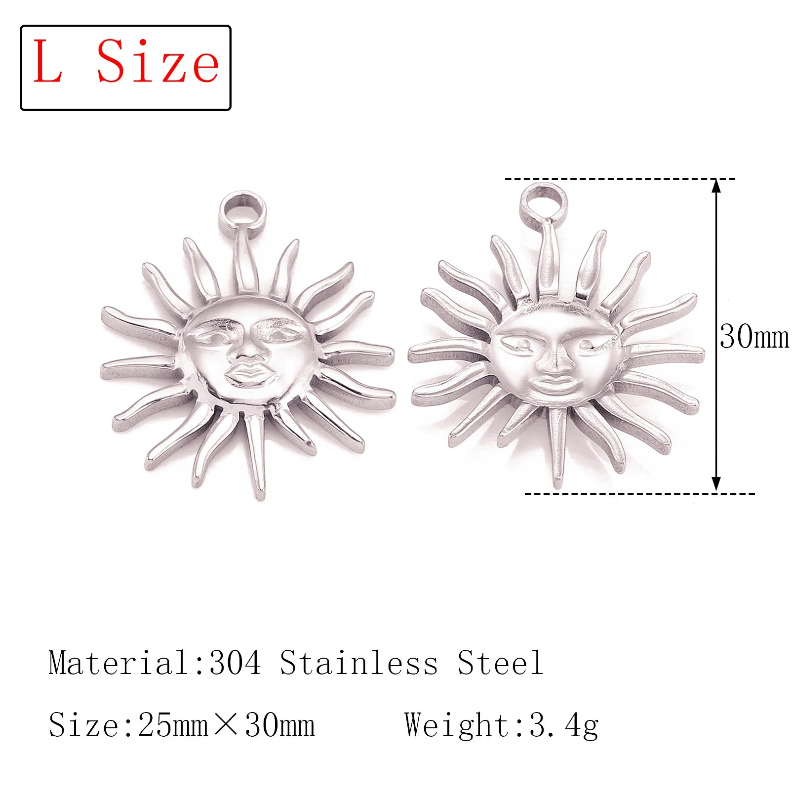 3Pcs  Whirl Celestial Sun Charm Stainless Steel Sunflower Sun Pendants for Bracelet /Necklace/Earrings Making DIY Jewelry Gifts