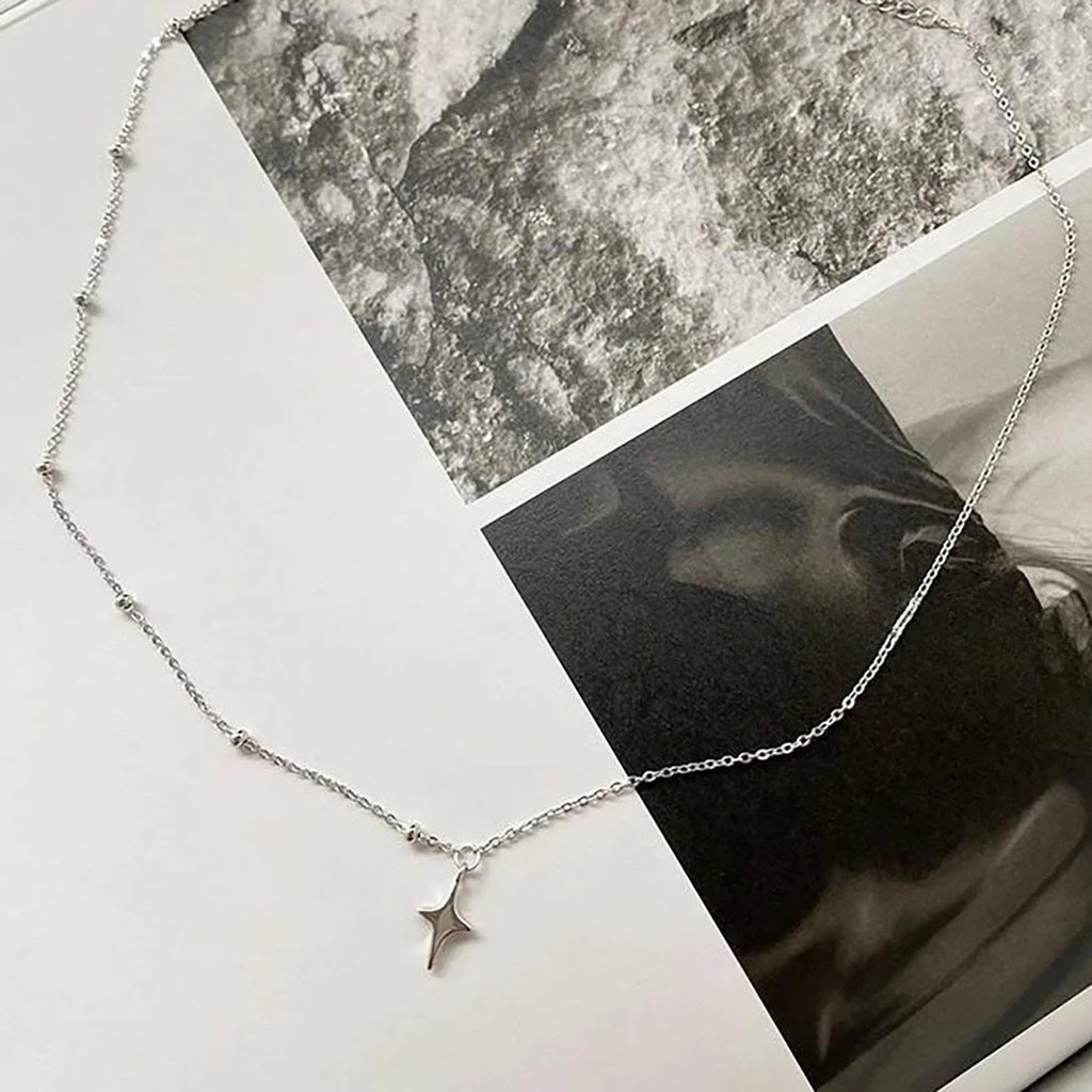 Fashion Y2K Asymmetrical Thin Chain Choker Simple Star Pendant Short Necklace Women's Casual Versatile Party Jewelry