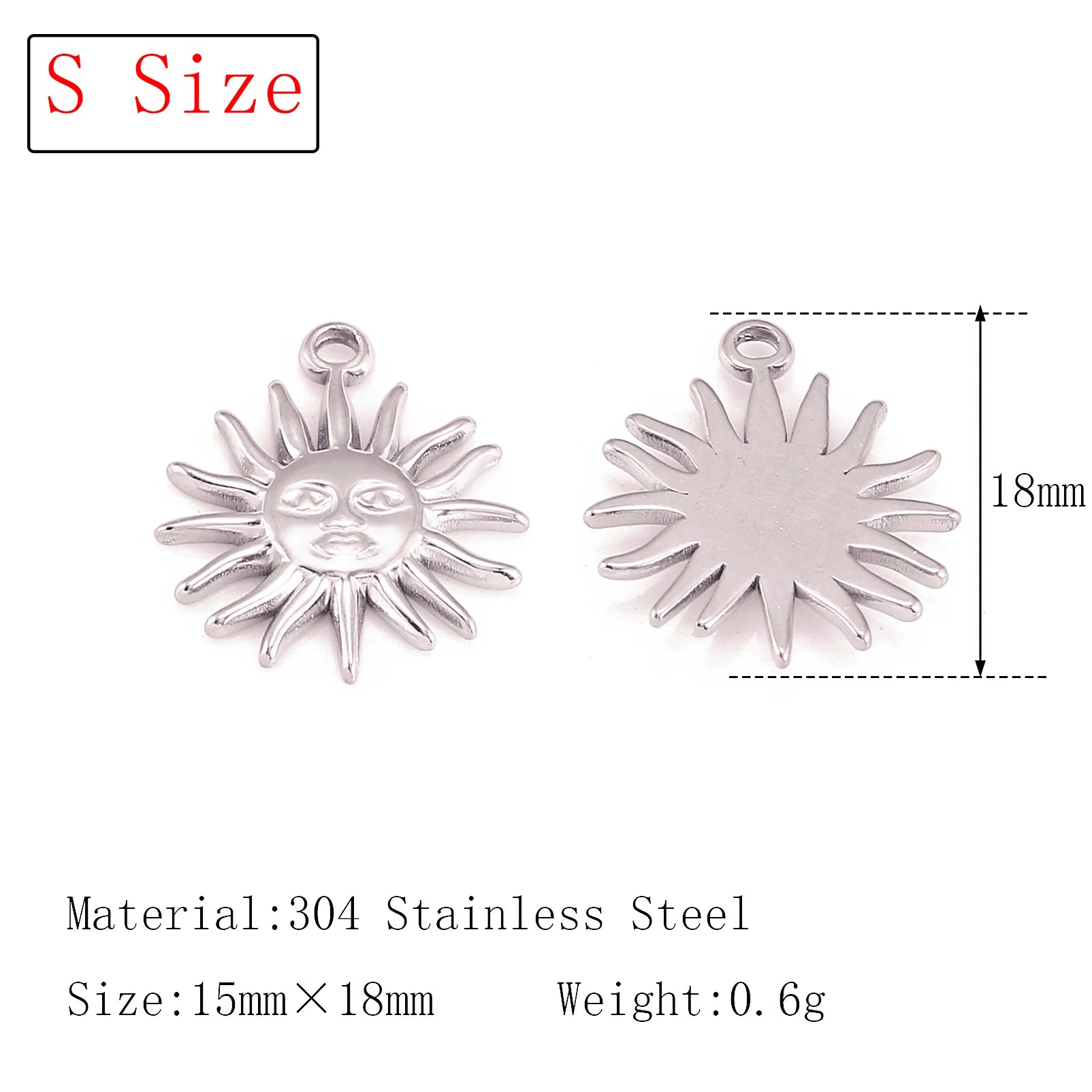 3Pcs  Whirl Celestial Sun Charm Stainless Steel Sunflower Sun Pendants for Bracelet /Necklace/Earrings Making DIY Jewelry Gifts