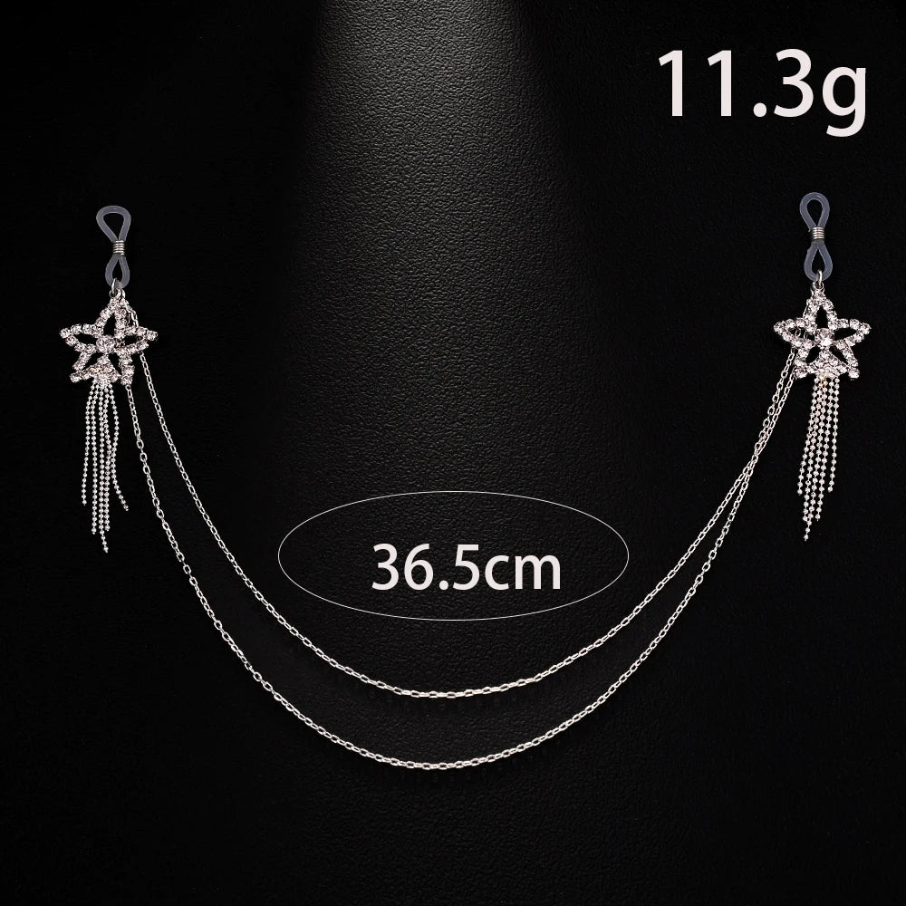 New five-pointed star tassel nipple chain fashionable multi-layer rhinestone body chain women's chest chain