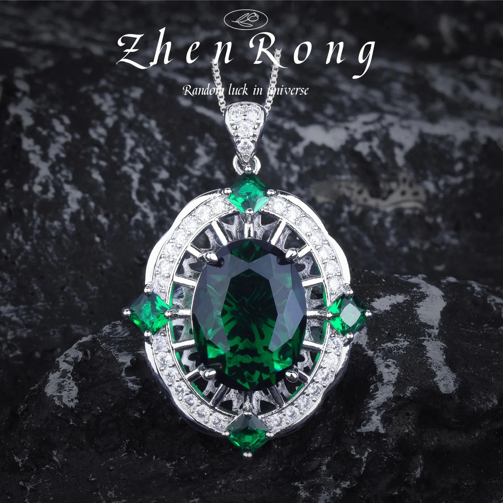 Luxury Silver Color Jewelry Sets For Women Green Gemstone Emerald Rings Pendant Necklaces Stud Earrings Wedding Fine 2023 New