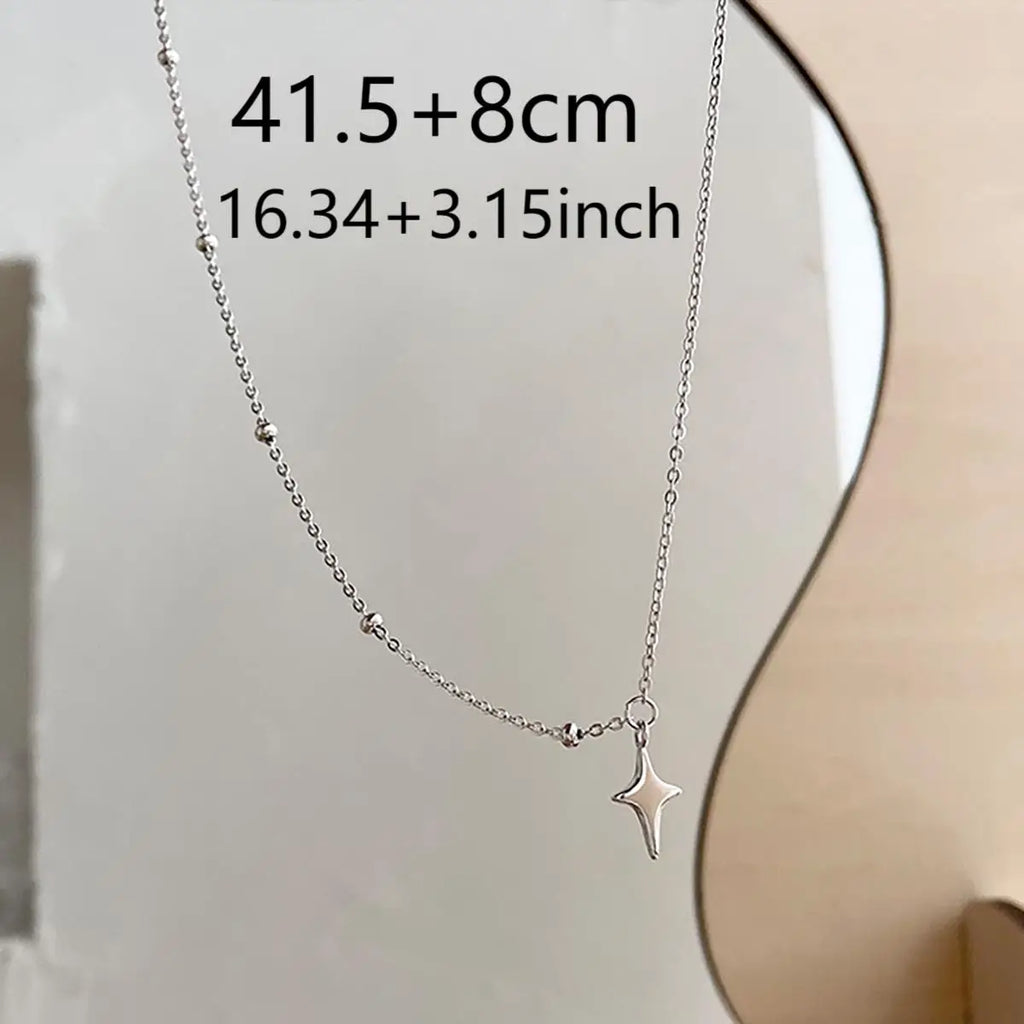 Fashion Y2K Asymmetrical Thin Chain Choker Simple Star Pendant Short Necklace Women's Casual Versatile Party Jewelry