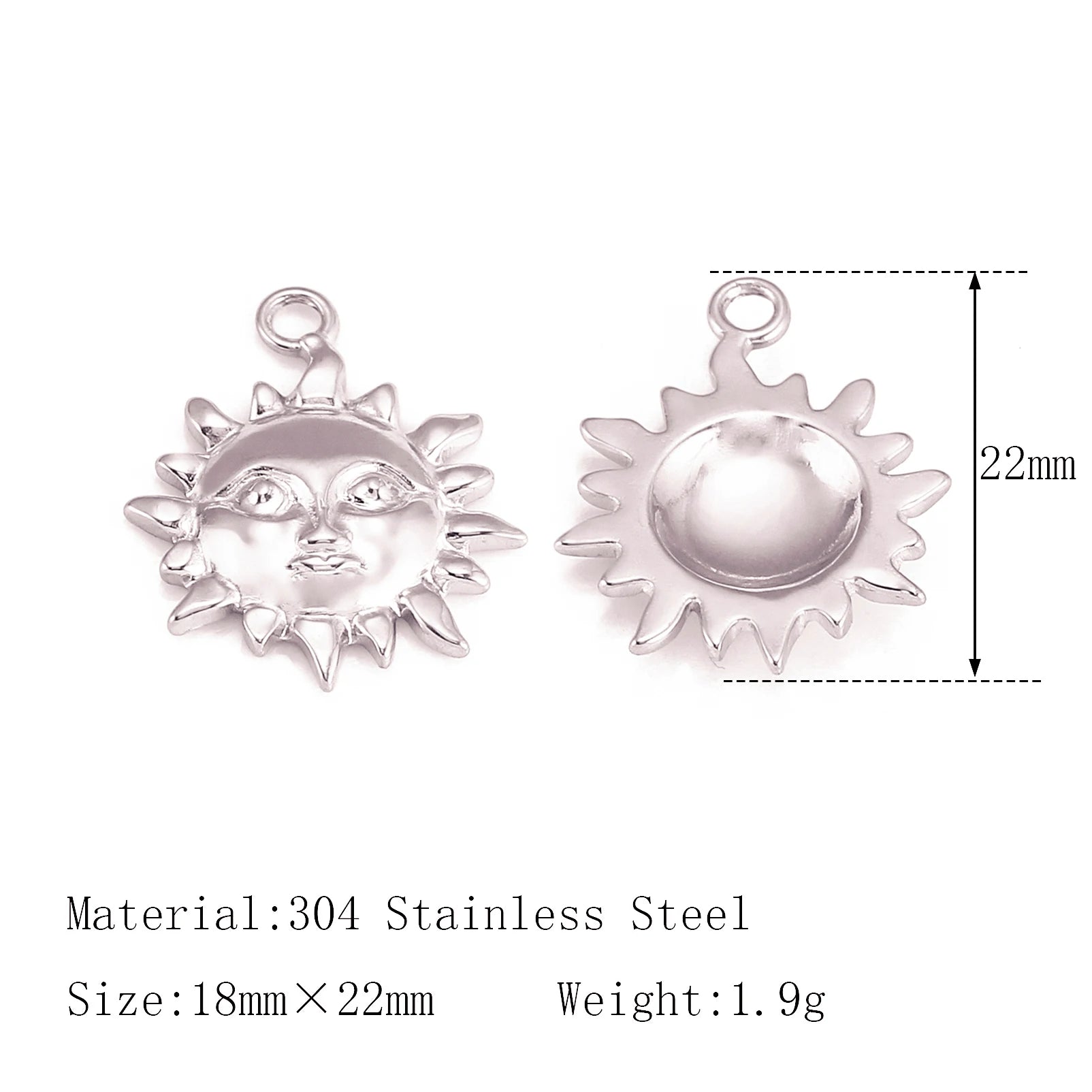 3Pcs  Whirl Celestial Sun Charm Stainless Steel Sunflower Sun Pendants for Bracelet /Necklace/Earrings Making DIY Jewelry Gifts