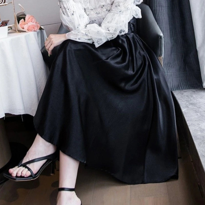 Woman Skirt Midi Black High Waist Skirts for Women V Casual Clothing Sales Korean Fashion Modest Luxury Elegant Quality Style