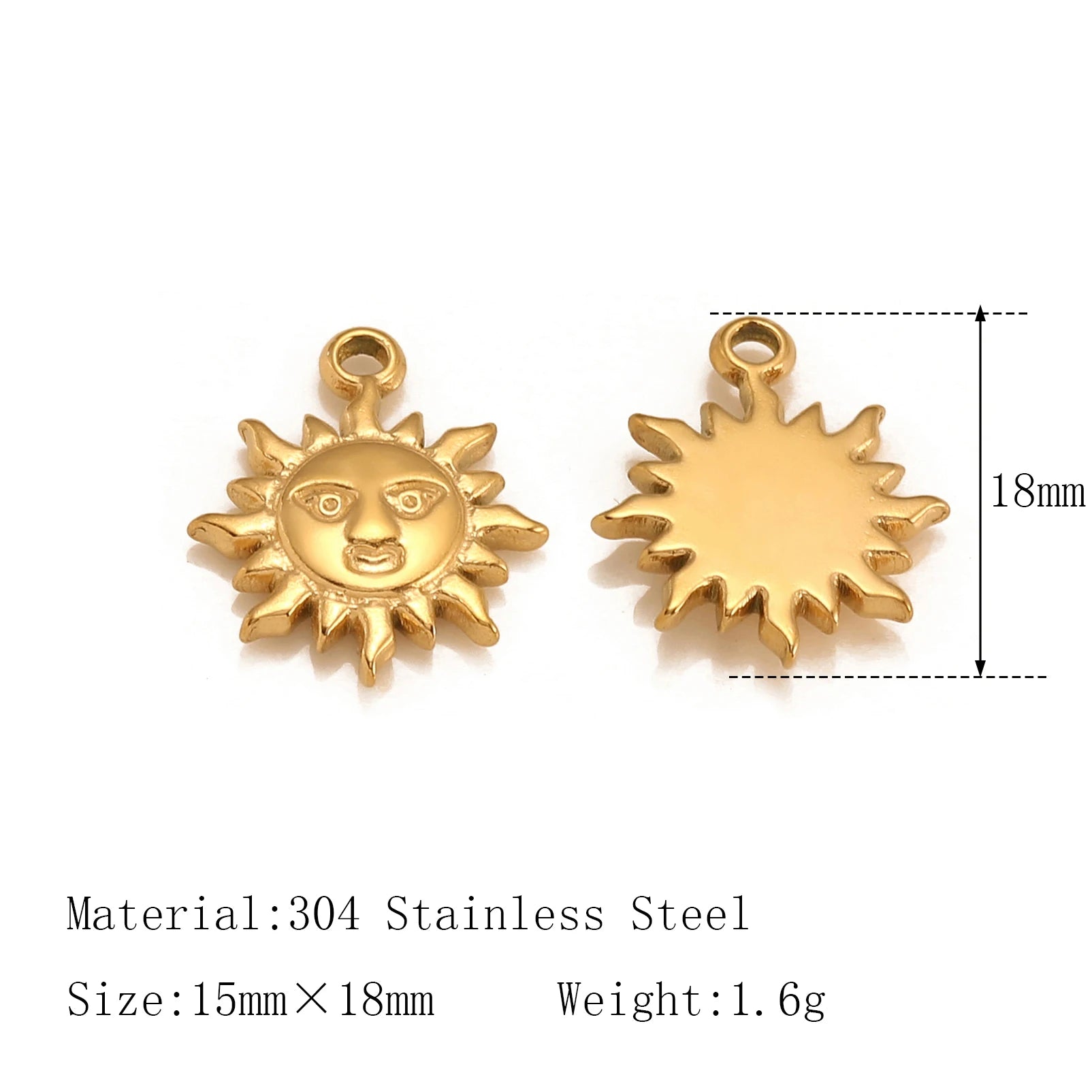 3Pcs  Whirl Celestial Sun Charm Stainless Steel Sunflower Sun Pendants for Bracelet /Necklace/Earrings Making DIY Jewelry Gifts