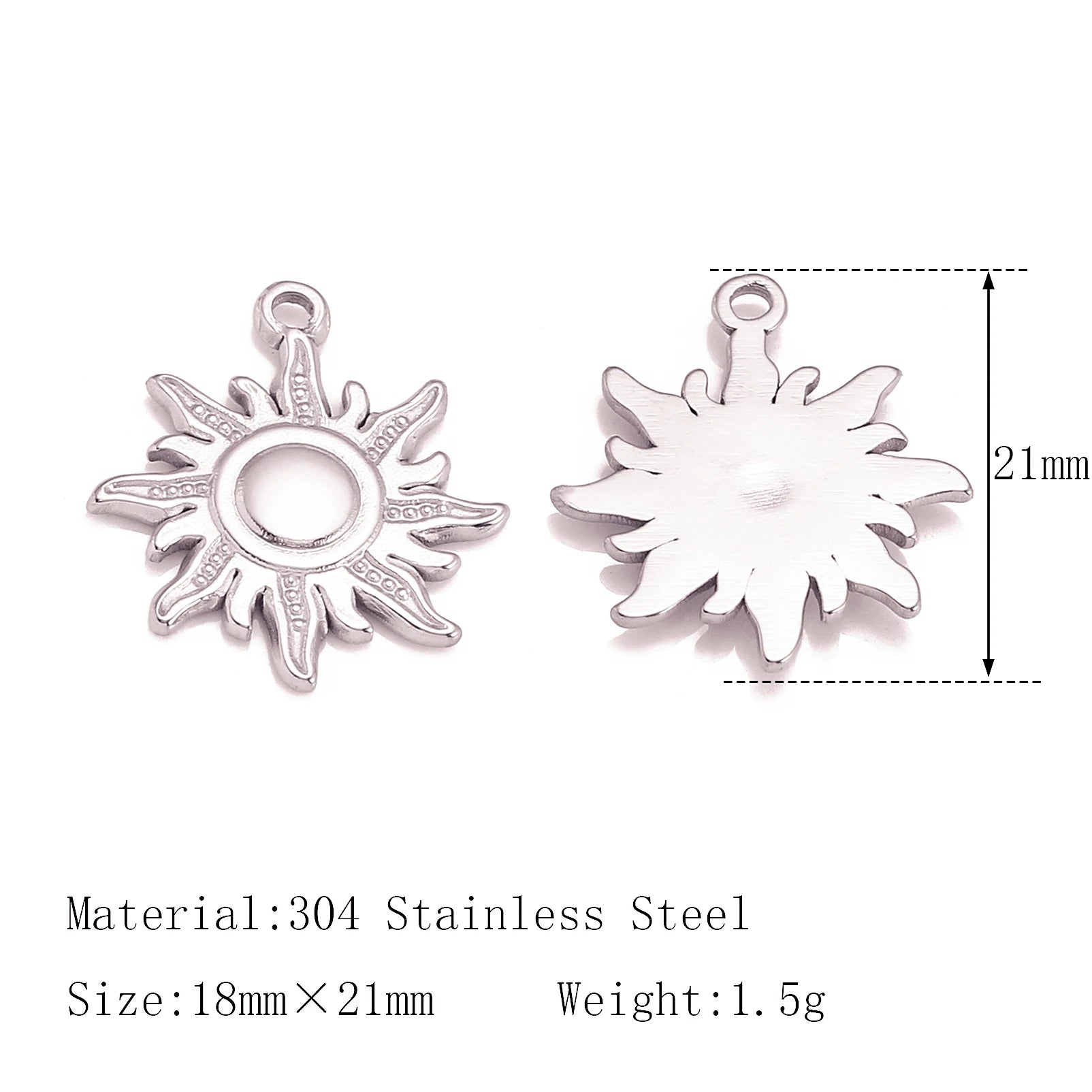 3Pcs  Whirl Celestial Sun Charm Stainless Steel Sunflower Sun Pendants for Bracelet /Necklace/Earrings Making DIY Jewelry Gifts