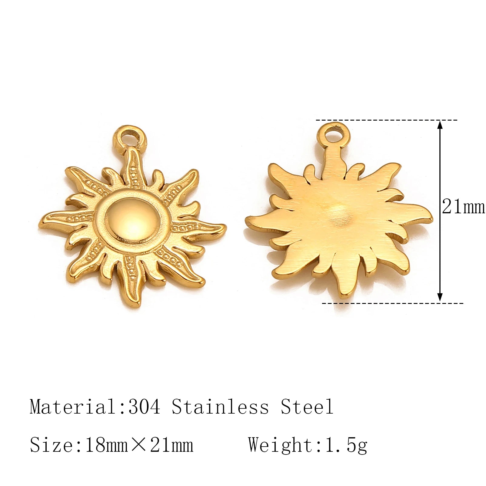 3Pcs  Whirl Celestial Sun Charm Stainless Steel Sunflower Sun Pendants for Bracelet /Necklace/Earrings Making DIY Jewelry Gifts